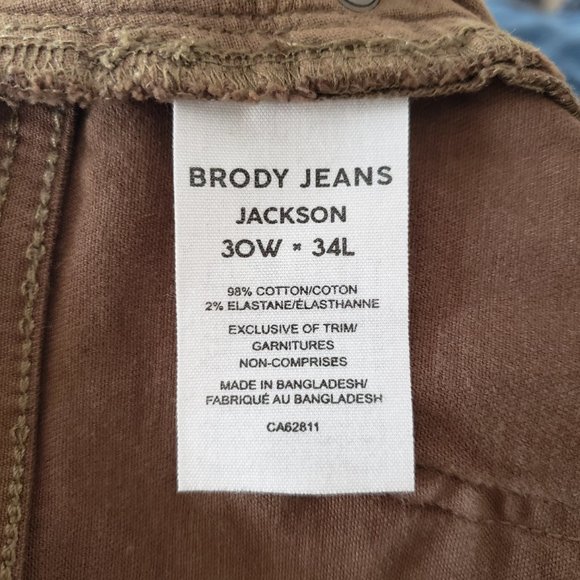 BRODY Slim Straight Leg Brown Jeans Jackson Stretch Pants 30 - Picture 4 of 5